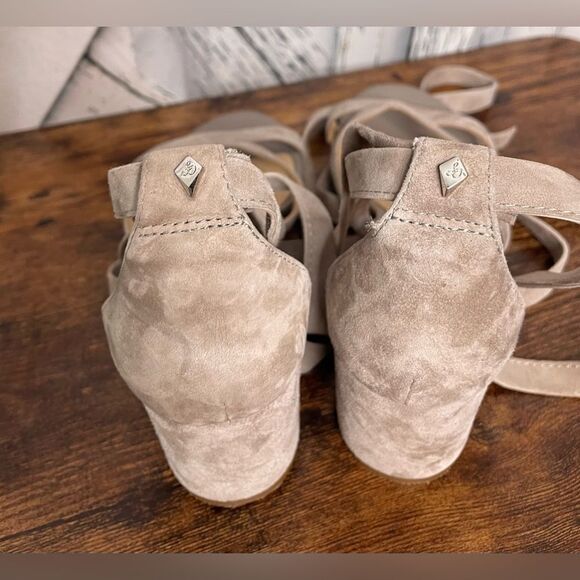 Sam Edelman Sheri Taupe Suede Ankle Wrap Sandals 7.5 - Picture 4 of 8